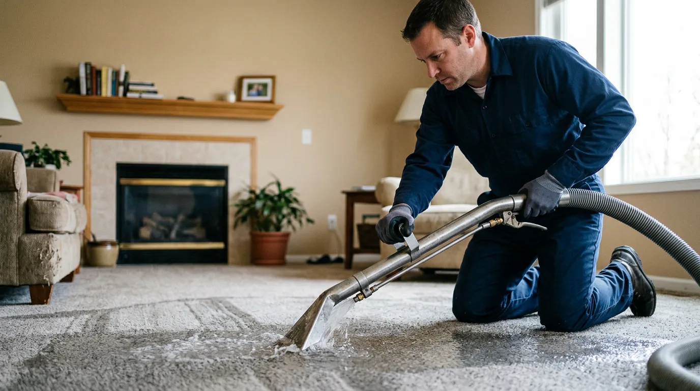 Water damage restoration technician working near Quincy, MI